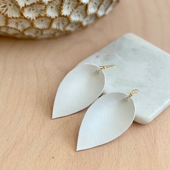 Jewelry - Vegan Leather Earrings - Snow & Gold
